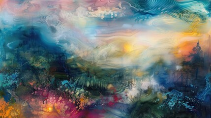 Abstract Landscape Evoking Nostalgia in Vibrant Colors