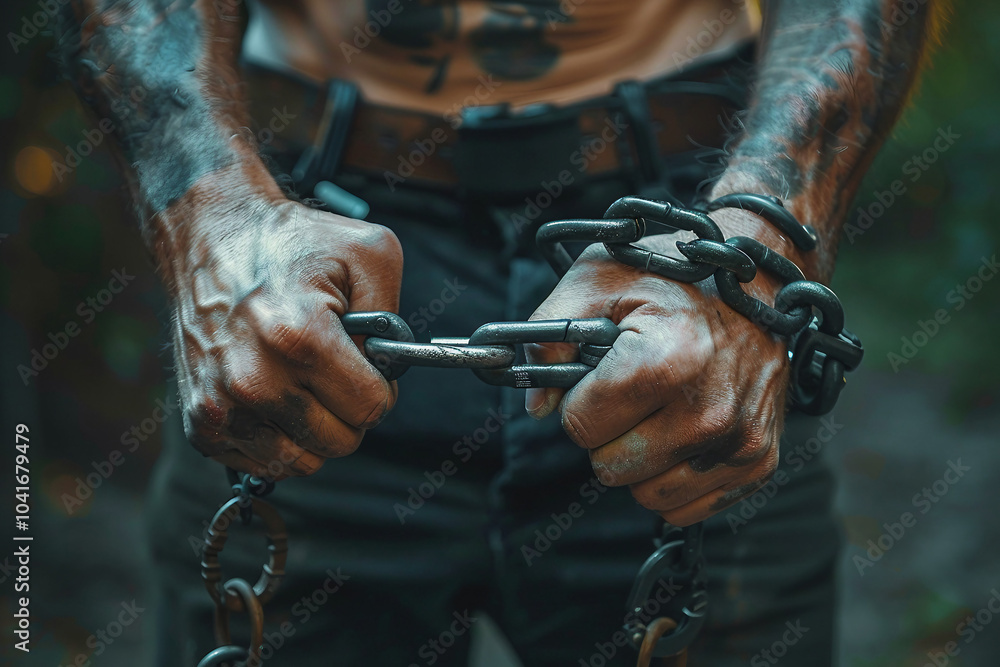 Poster designed with generative ai image of prisoner in a prison
