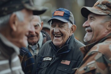 Fototapeta premium A group of veterans sharing a laugh and camaraderie