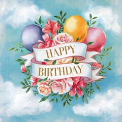 Birthday cake with sign Happy birthday