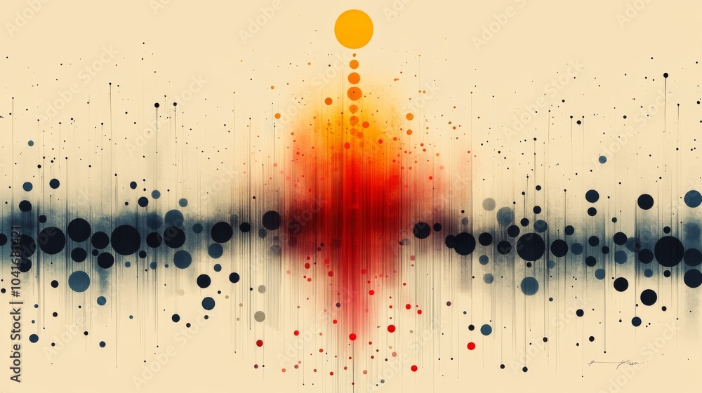 Aufkleber an abstract artwork featuring a dynamic interplay of colorful circles with gradients of red, orange,