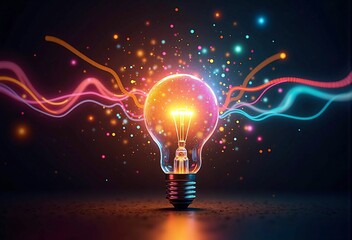 Light Bulb Representing Technology and Innovation - New Ideas Leading the Digital Age