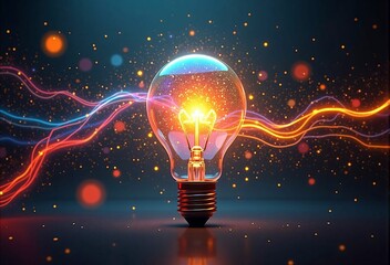 Light Bulb Representing Technology and Innovation - New Ideas Leading the Digital Age