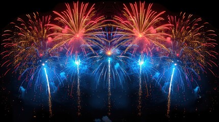 Vibrant Fireworks Display in Night Sky Celebration