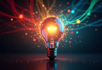 Light Bulb Symbolizing Business Innovation and Strategy - Strengthening Competitive Advantage with Intellectual and Innovative Ideas