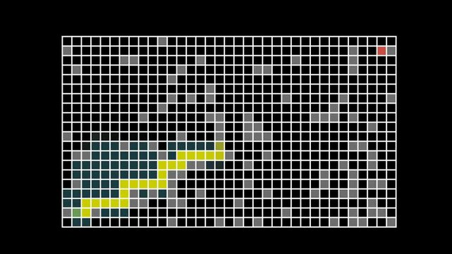 Visualization of a path finding algorithm work to find path to reach destination