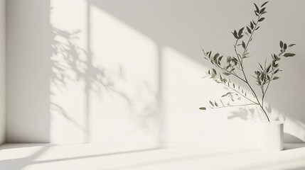 Minimalistic Indoor Plant with Natural Light Shadows