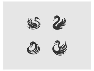 four images of swans and swans, are shown on a gray background vector, vector and illustration,