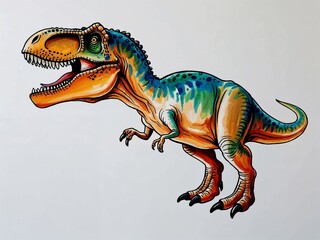 Naklejka premium dinosaur hand drawn painted painting illustration on plain white background