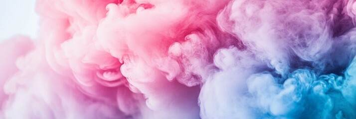 Fototapeta premium Ethereal swirls of vibrant pink and blue smoke blend seamlessly, creating a dreamy and mesmerizing abstract background perfect for creative projects and designs.