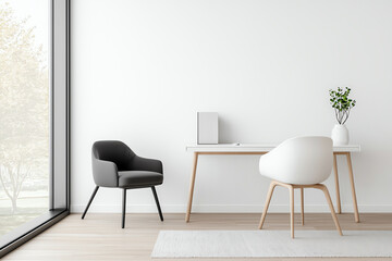 Elegant monochrome home office a stylish blend of black and white design elements for modern workspaces