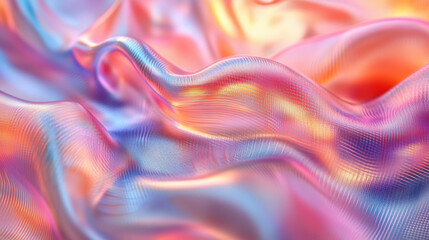 Obraz premium Abstract Iridescent Fabric with Soft, Flowing Texture in Pastel Colors - Desktop Wallpaper 