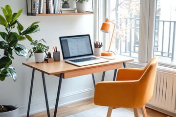 Naklejka premium Optimizing a small home office creating a productive space in your bedroom corner