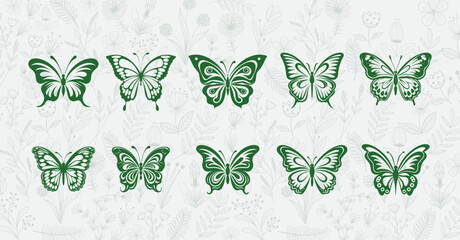 Flying butterfly silhouette collection