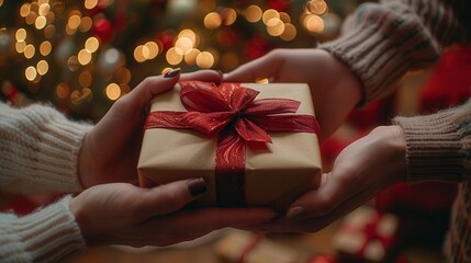 Holiday Gift Exchange with Christmas Background