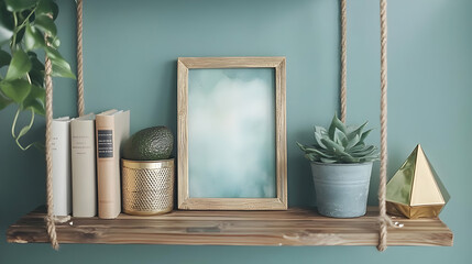 Decorating a Shelf with Plants, Books, and Gold