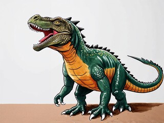 Naklejka premium Komodo Dragon hand drawn painted painting illustration on plain white background