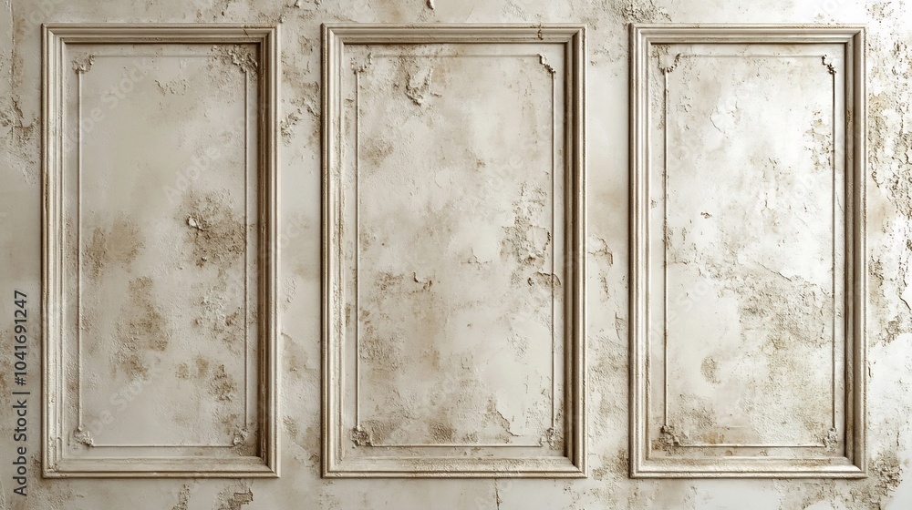 Poster soft beige panelled wall background with wide symmetrical panels and a matte texture creating a warm