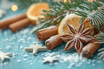 Christmas composition with balls and decorations on white background with generative ai