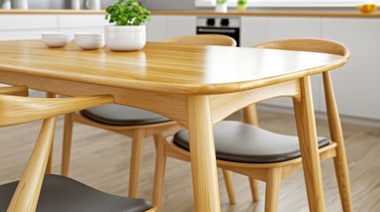 Elegant Minimalist Maple Dining Table in Light Setting