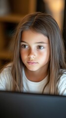 Porträt eines nachdenklichen jungen Mädchens in einem ungezwungenen Umfeld zur Nutzung digitaler Medien