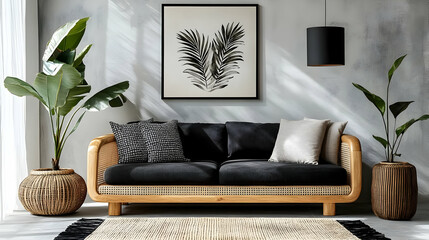 Modern Living Room Design with Black and White Decor
