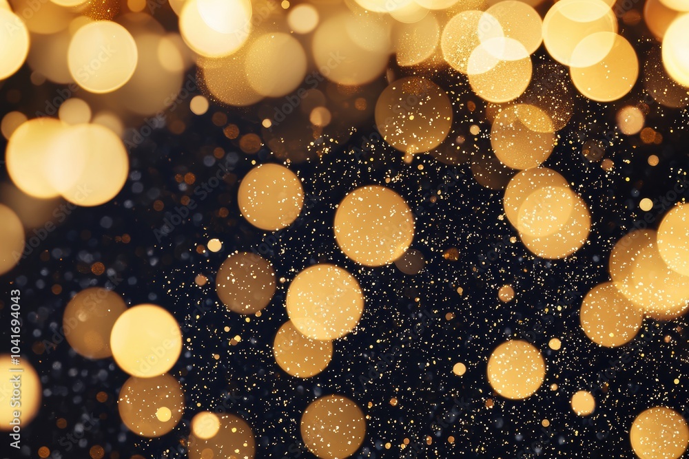 Aufkleber a stunning array of golden bokeh lights shimmering against a dark background, creating a magical and