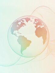 The globe represents international travel, showcasing countries and continents in a simple, clean outline with a light gradient. Generative AI