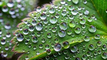 Dainty Patterns of Misty Raindrops on Leaf Surfaces Capturing Nature's Fragile Beauty and Serenity