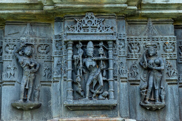 Carving of Goddess Chamunda on the Chausath Yogini Temple, Arthuna Group of Temples, Banswara, Rajasthan, India.