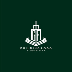 GF initial monogram building logo for real estate