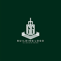 GG initial monogram building logo for real estate