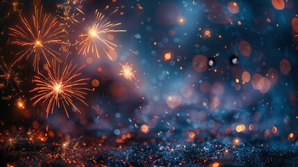 Fototapeta premium Beautiful Fireworks Display with Colorful Bokeh Effects