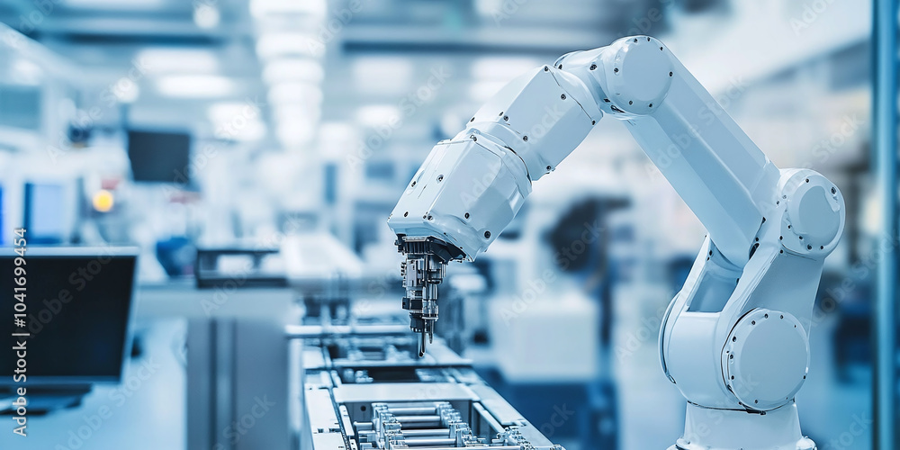 Poster advanced robotic systems operate in a high-tech mineral processing facility, enhancing efficiency an