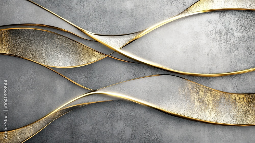 Poster abstract gold and gray wave patterns on texture background
