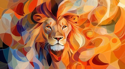 Geometric abstract zodiac leo illustration for artistic design and print