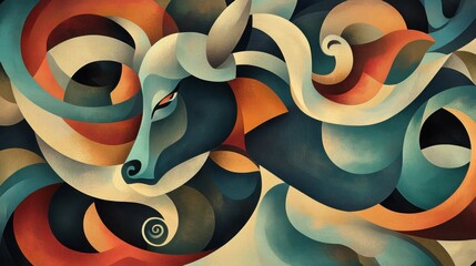 Geometric abstract illustration of the zodiac sign taurus - modern art design for posters