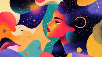 Geometric zodiac art: abstract illustration of Virgo astrology sign for posters and decor