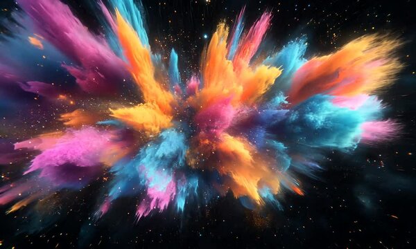 explosion of colorful paint. digital background. 3d rendering illustration.