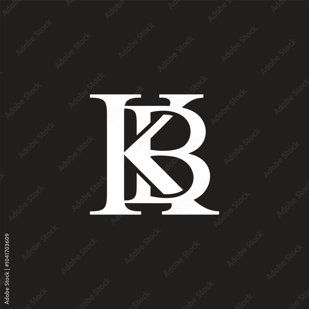 Poster letter kb linked overlap 3d flat simple logo vector