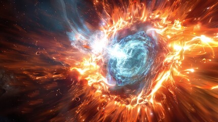 Obraz premium A cosmic particle storm rages on creating a breathtaking display of light and motion.
