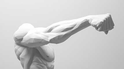 Obraz premium A minimalist representation of arm muscles, showcasing clean geometric lines to depict physical strength and fitness. High quality illustration