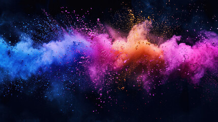 Fototapeta premium Colorful powder explosion on a black background, colorful holi paint splash in the air.