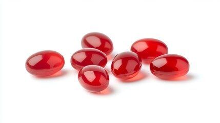 red soft gel on white background. drug and medical concept