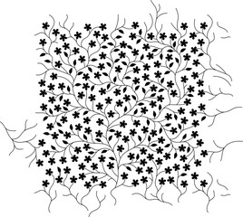 Black and white floral seamless pattern