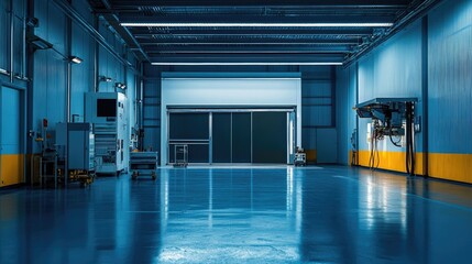 Advanced industrial coatings providing corrosion resistance set within a modern manufacturing environment. High quality illustration