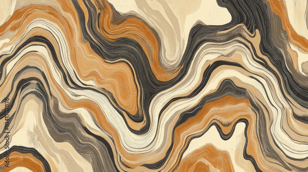 Poster flowing organic lines in soft earth tones, twisting and weaving together in a captivating, abstract 