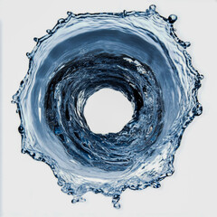 A water whirlpool at a drain isolated on a white background.