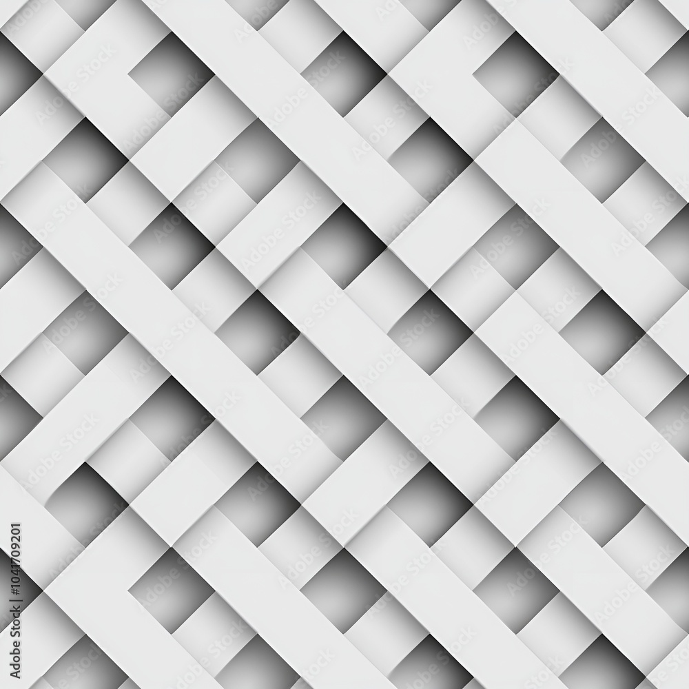 Poster Seamless abstract pattern in white and gray with woven texture for modern design