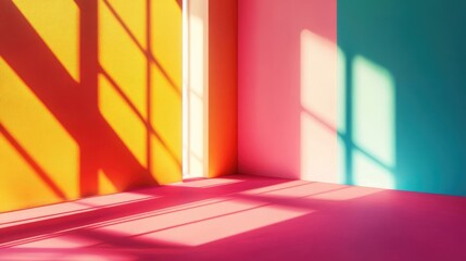 Vibrant light and shadow interplay represented in a colorful design embodying modern minimalism. High quality illustration